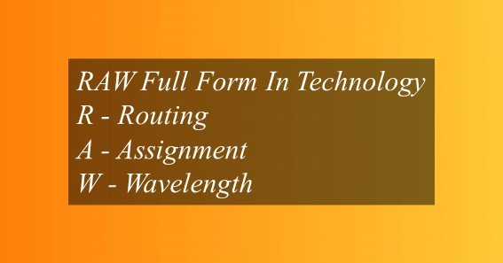 Raw Full Form In Technology